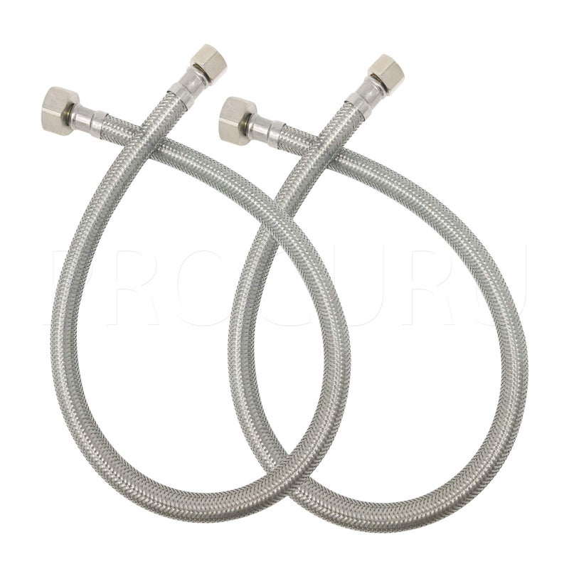 PROCURU [2-Pack] PROCURU 24-Inch (2Ft) x 3/8" Comp x 1/2" FIP Faucet Hose Connector, Braided Stainless Steel Supply Line, Certified Safe (9SF24-2P) - Image 1